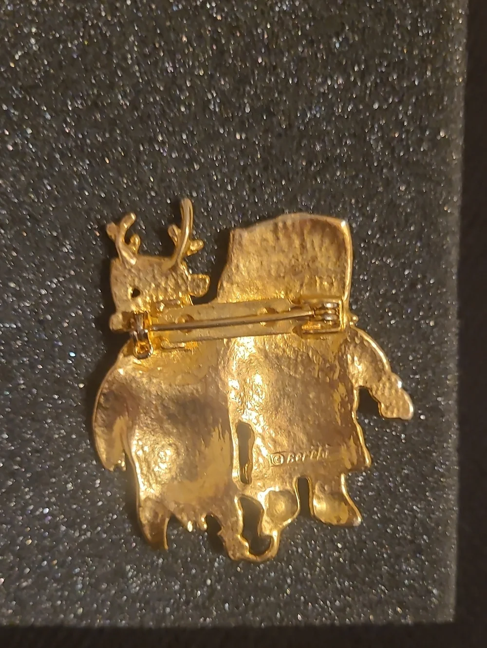 Christmas Santa and Reindeer Cow Enamel Pin Red, White, Black, Gold Edgar Berebi